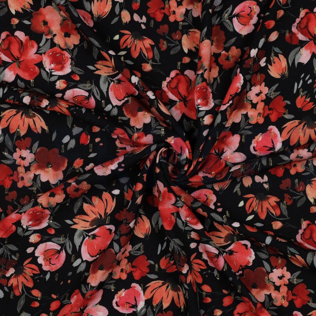 VISCOSE LUREX DIGITAL FLOWERS BLACK #2