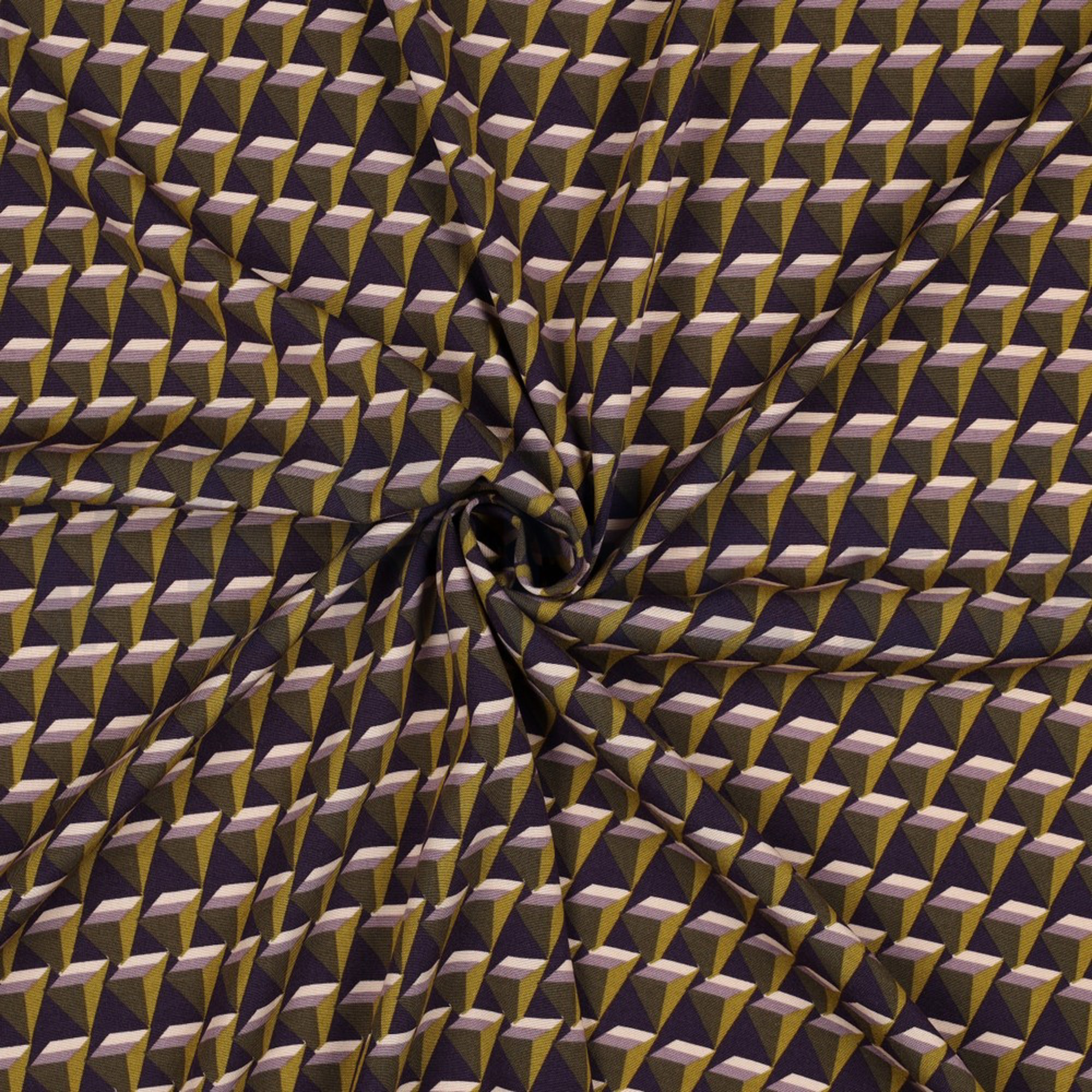 VISCOSE POPLIN STRETCH GEOMETRIC DARK PURPLE (high resolution) #2