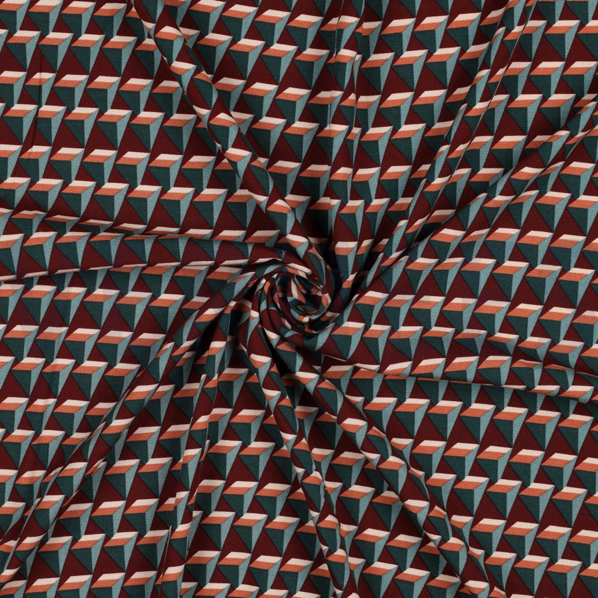 VISCOSE POPLIN STRETCH GEOMETRIC BORDEAUX (high resolution) #2