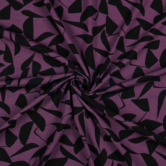 VISKOSE POPELINE STRETCH ABSTRACT LILA/VIOLETT #7