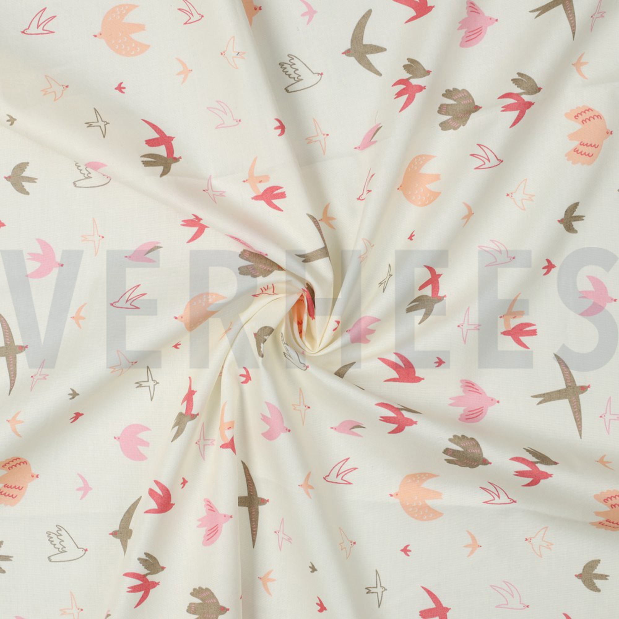 FINE POPLIN BIRDS SNOW (high resolution) #2