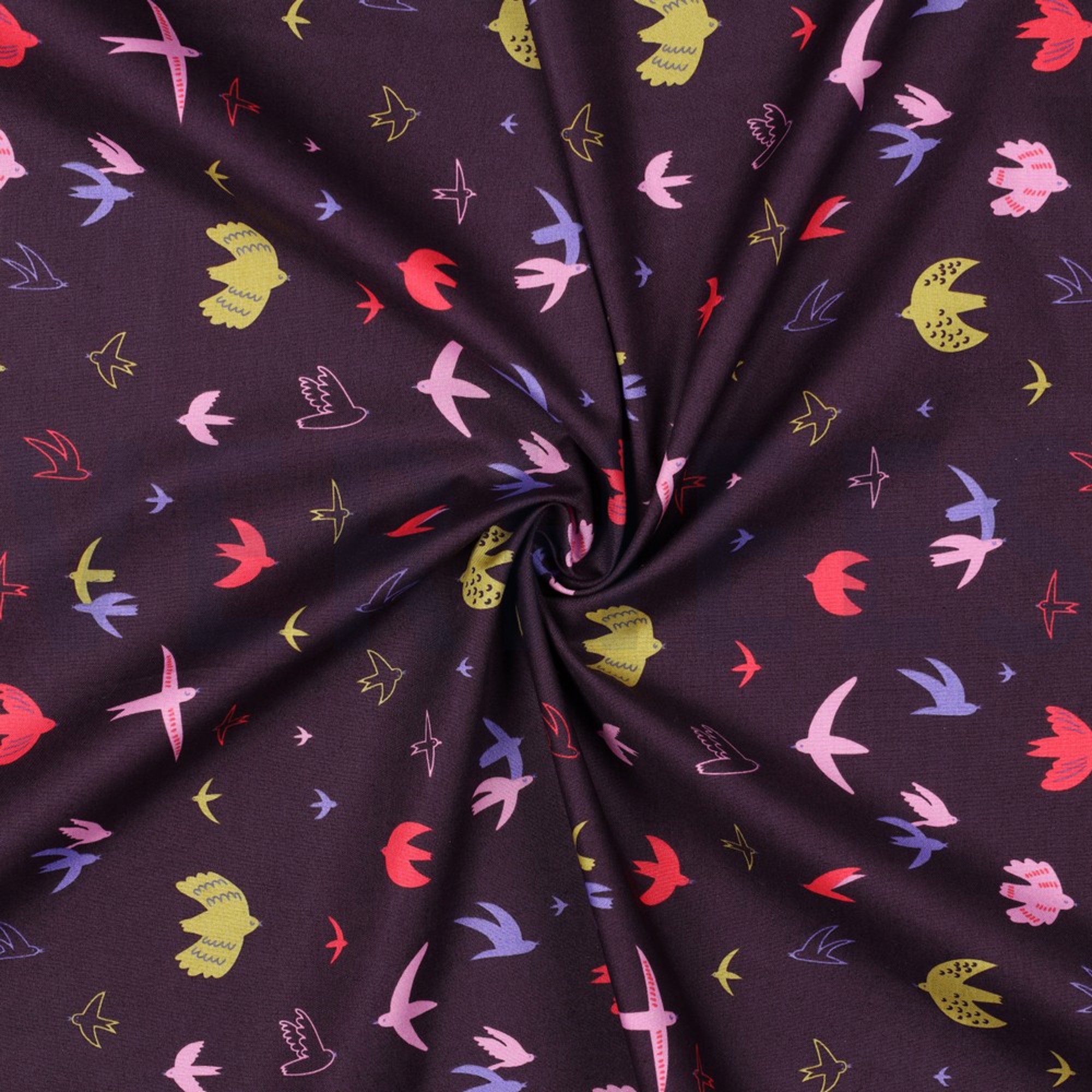 FINE POPLIN BIRDS DARK PURPLE (high resolution) #2