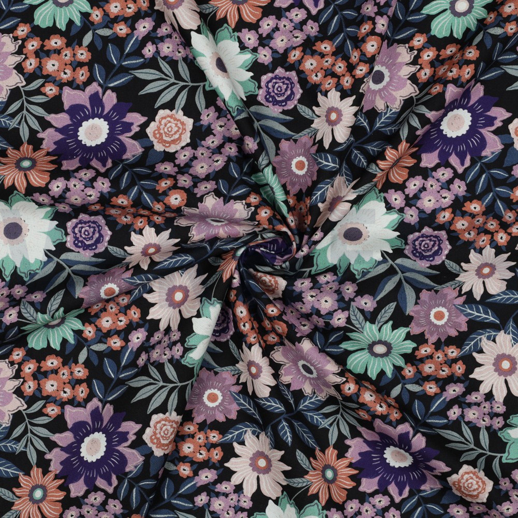 FINE POPLIN DIGITAL FLOWERS BLACK (high resolution) #2