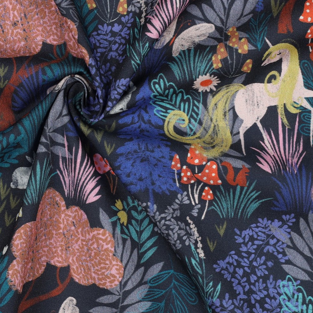 FINE POPLIN DIGITAL UNICORNS NAVY #2