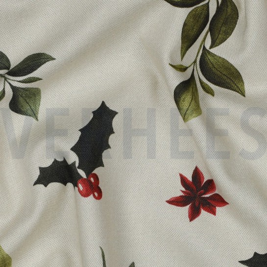 CANVAS DIGITAAL KERSTBLOEMEN LINNENLOOK #7