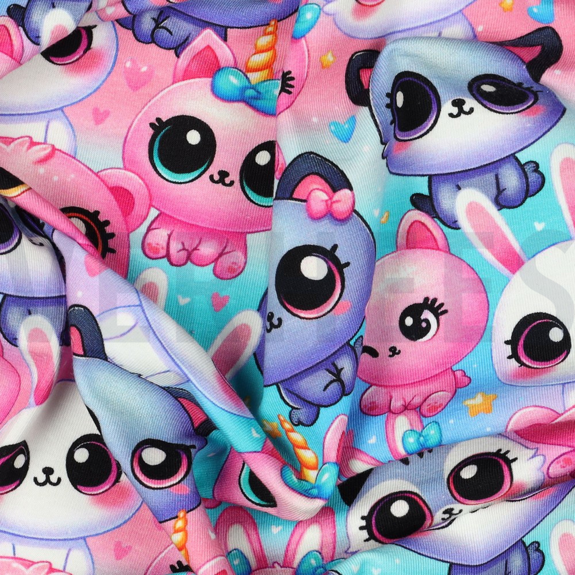 JERSEY DIGITAL CUTE ANIMALS & ABSTRACT MULTICOLOUR (high resolution) #2