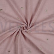 DOUBLE GAUZE EMBROIDERY STARS SOFT ROSE (thumbnail) #2