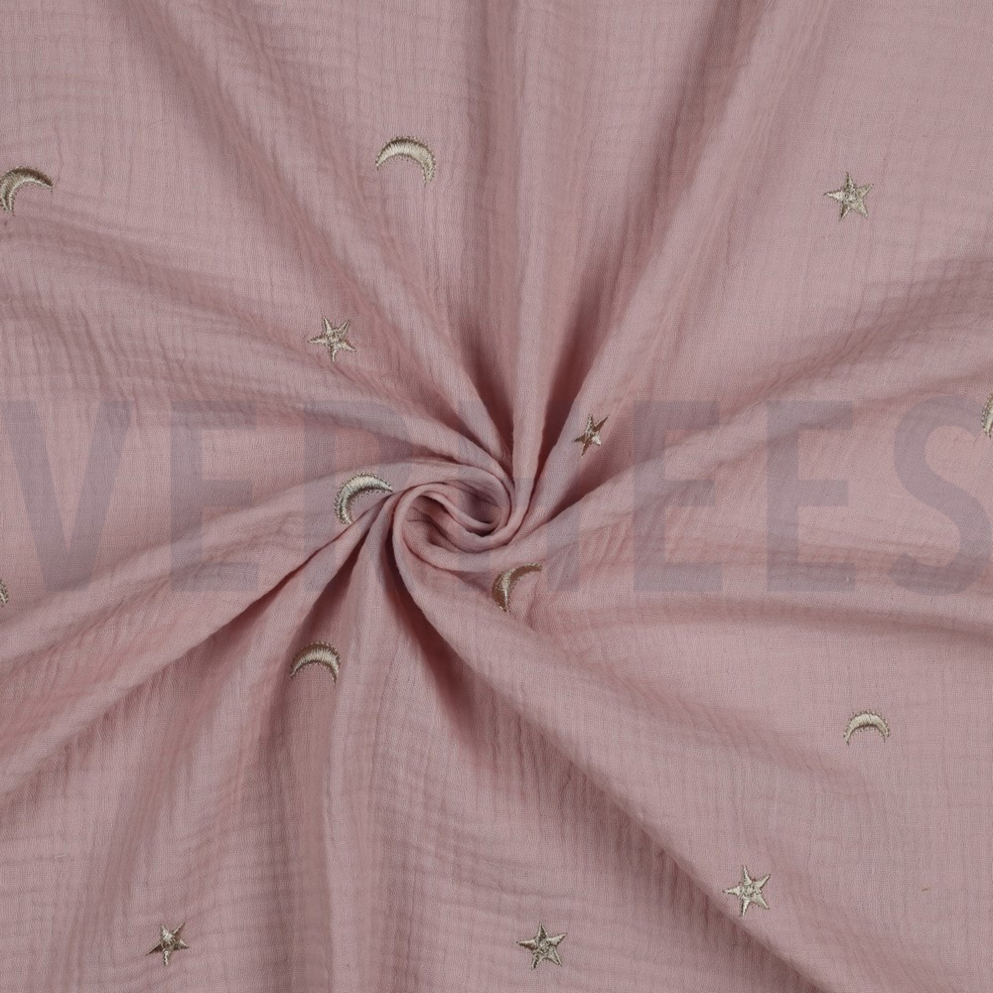 DOUBLE GAUZE EMBROIDERY STARS SOFT ROSE (high resolution) #2