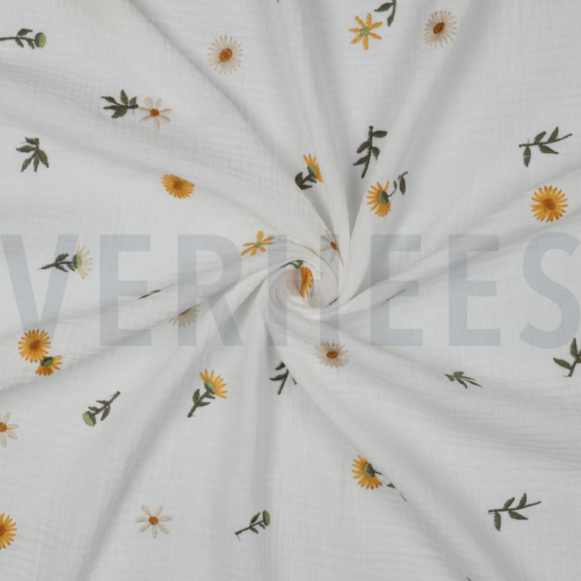 DOUBLE GAUZE EMBROIDERY SUNFLOWERS OFF-WHITE (high resolution) #2