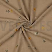 DOUBLE GAUZE EMBROIDERY SUNFLOWERS BEIGE (thumbnail) #2