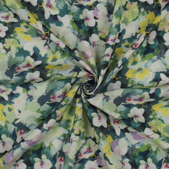 VISCOSE RADIANCE DIGITAL FLOWERS GREEN #7