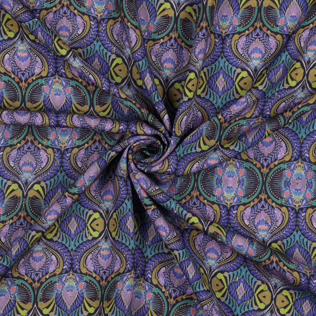 VISCOSE LUREX DIGITAL LEAVES PURPLE #2