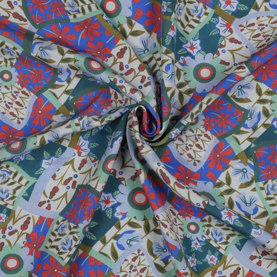 VISCOSE RADIANCE DIGITAL FLEURS BLEU #7