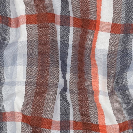 KATOEN SEERSUCKER GARENGEVERFD RUITEN BLAUW #7