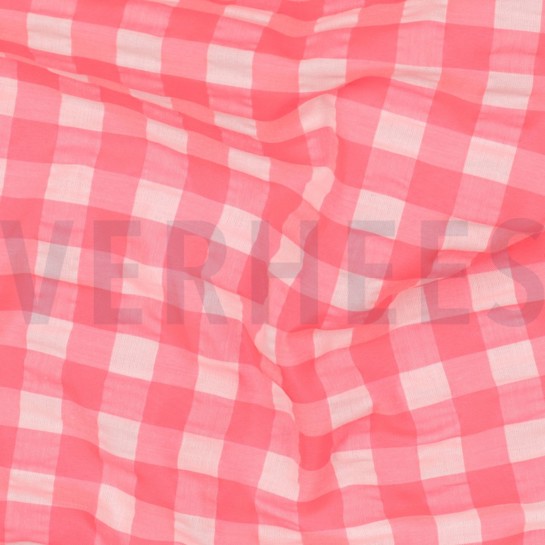 BAUMWOLLE GARNGEFÄRBT NEON KAROS ROSA #7