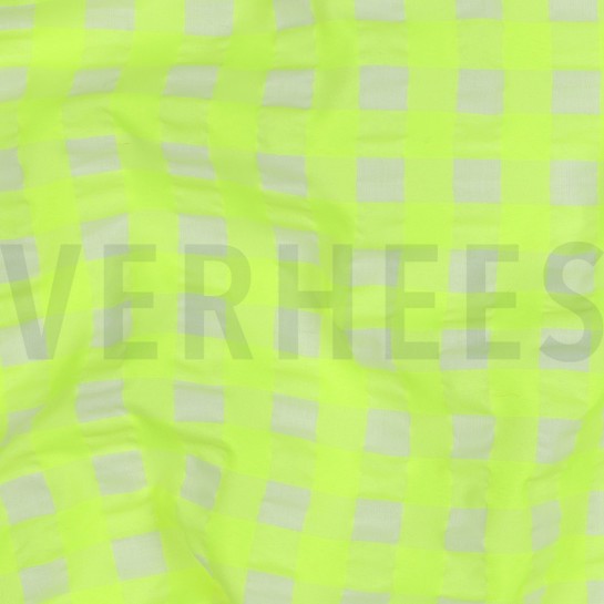 KATOEN GARENGEVERFD NEON RUITEN GEEL #7