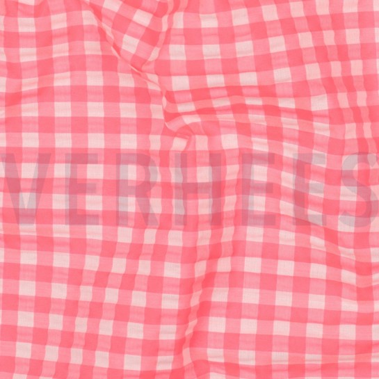 BAUMWOLLE GARNGEFÄRBT NEON KAROS ROSA #7