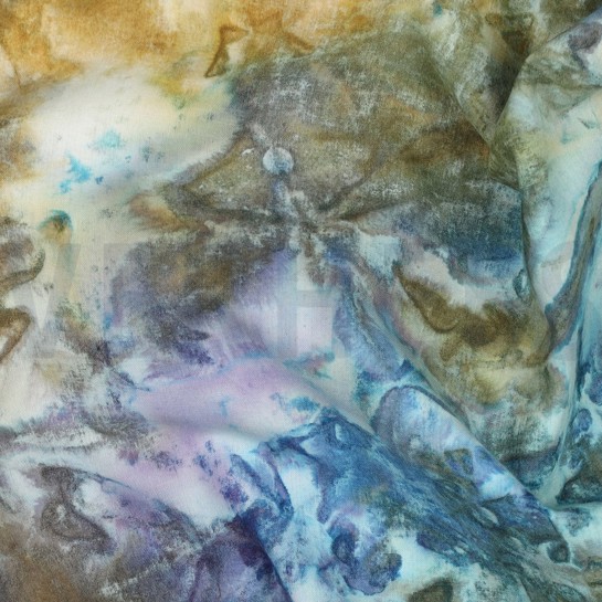 HANDGEFERTIGTE BATIK BAUMWOLLE GOLD / LAVENDEL #7