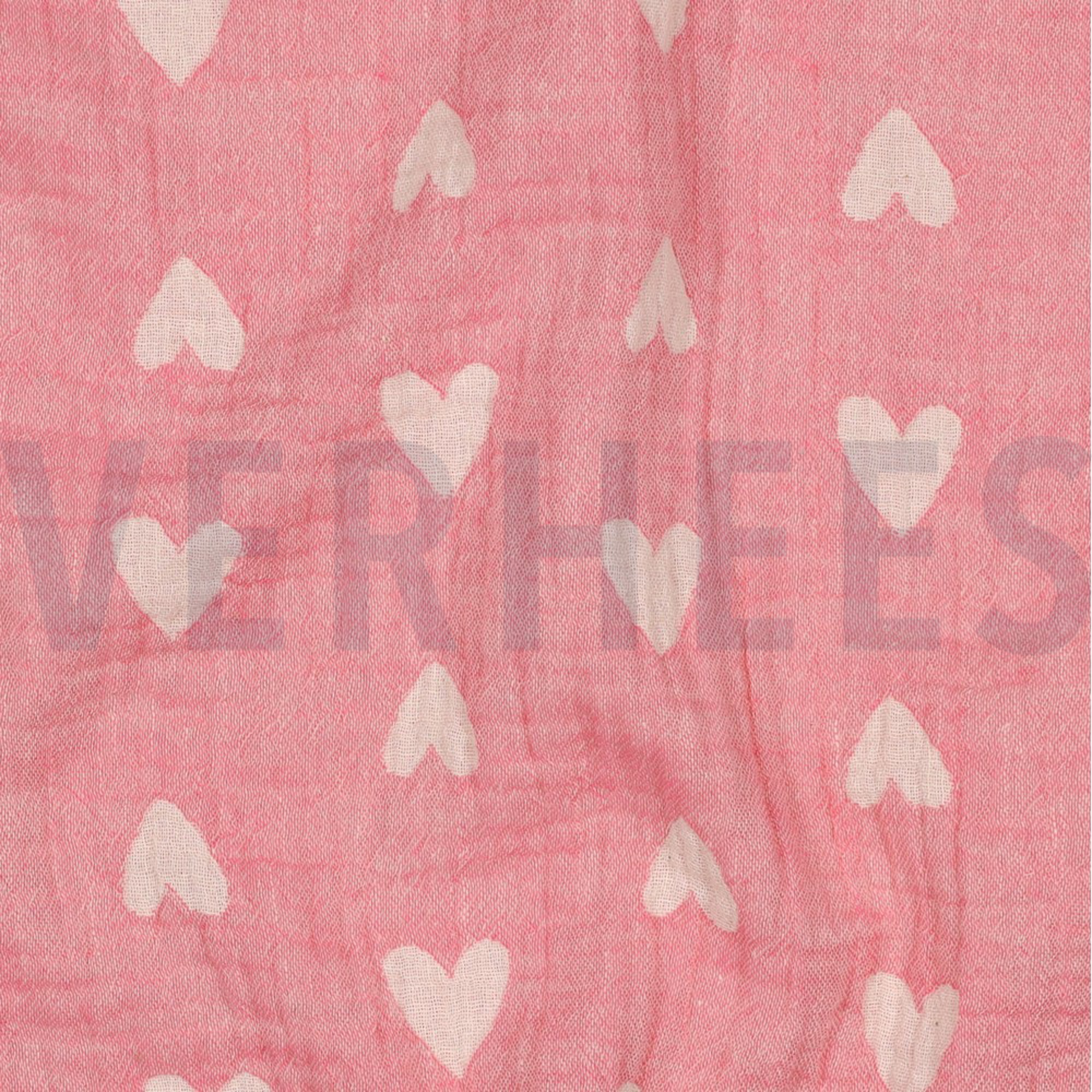 DOUBLE GAUZE JACQUARD HEARTS PINK (high resolution) #2