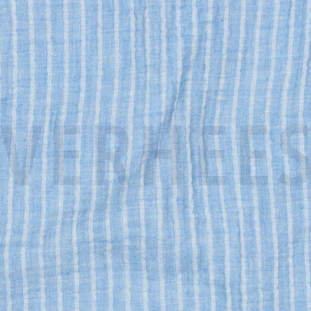 DOUBLE GAUZE YARN DYED STRIPES LIGHT BLUE #2
