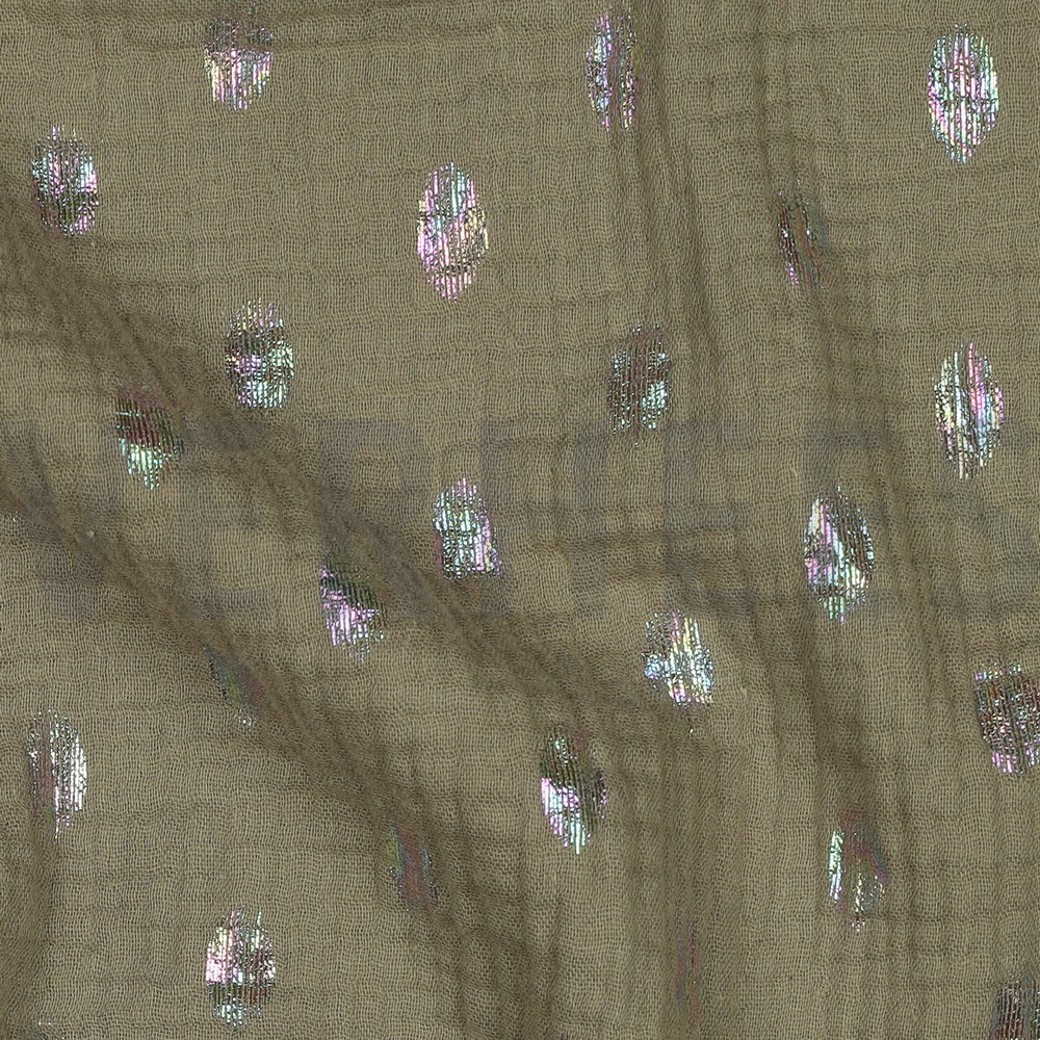 DOUBLE GAUZE FOIL SPOTS MOSS GREEN #2