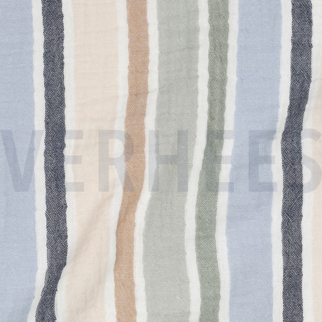 DOUBLE GAUZE YARN DYED STRIPES GREEN / BLUE #2