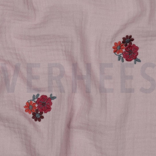 DOUBLE GAUZE EMBROIDERY FLOWERS SOFT ROSE #7