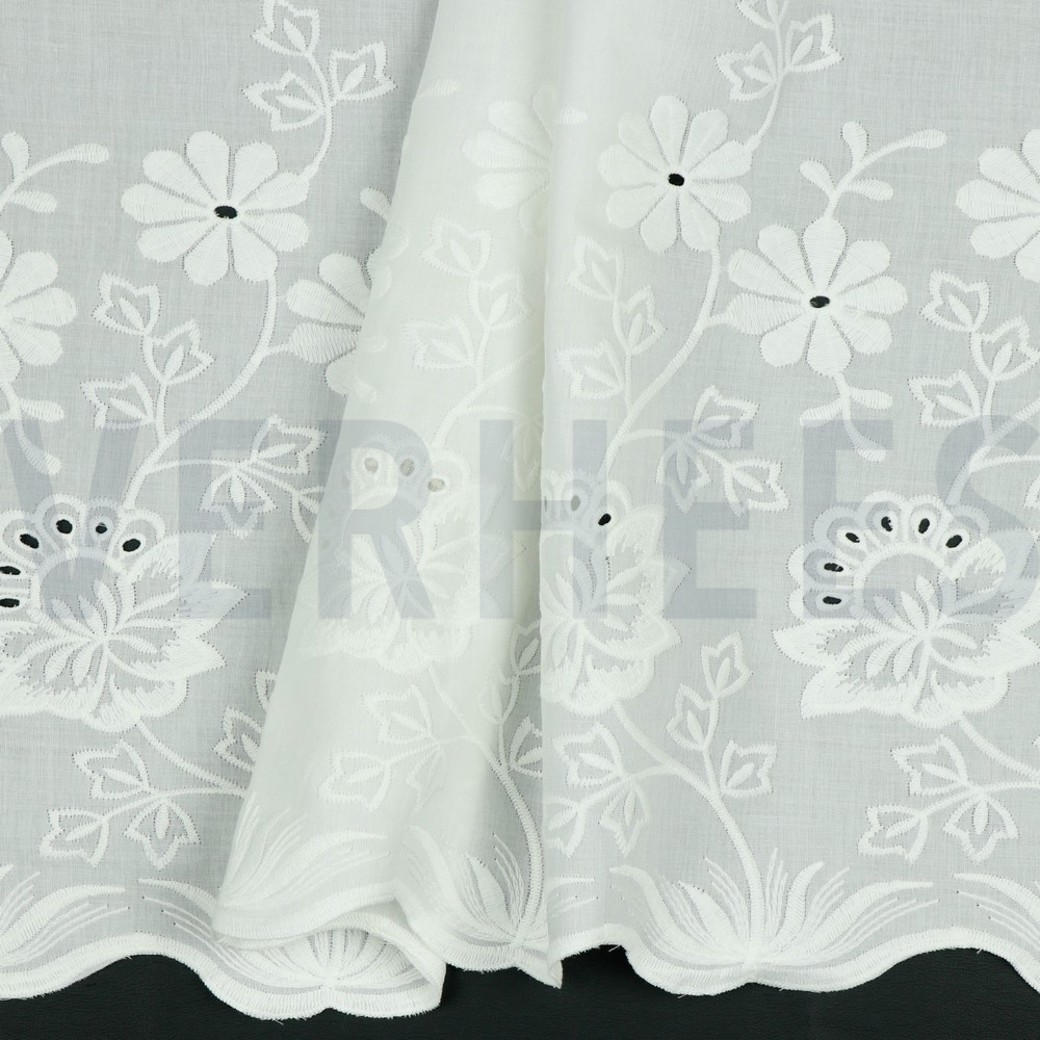 COTTON VOILE BORDER 1-SIDE WHITE #2