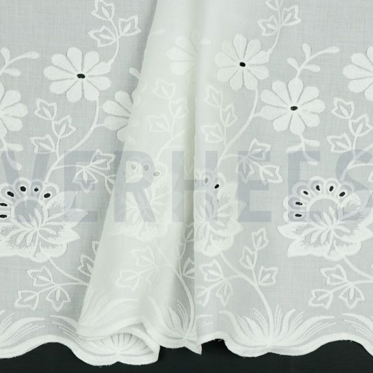 COTTON VOILE ONE-SIDE BORDER WHITE #7