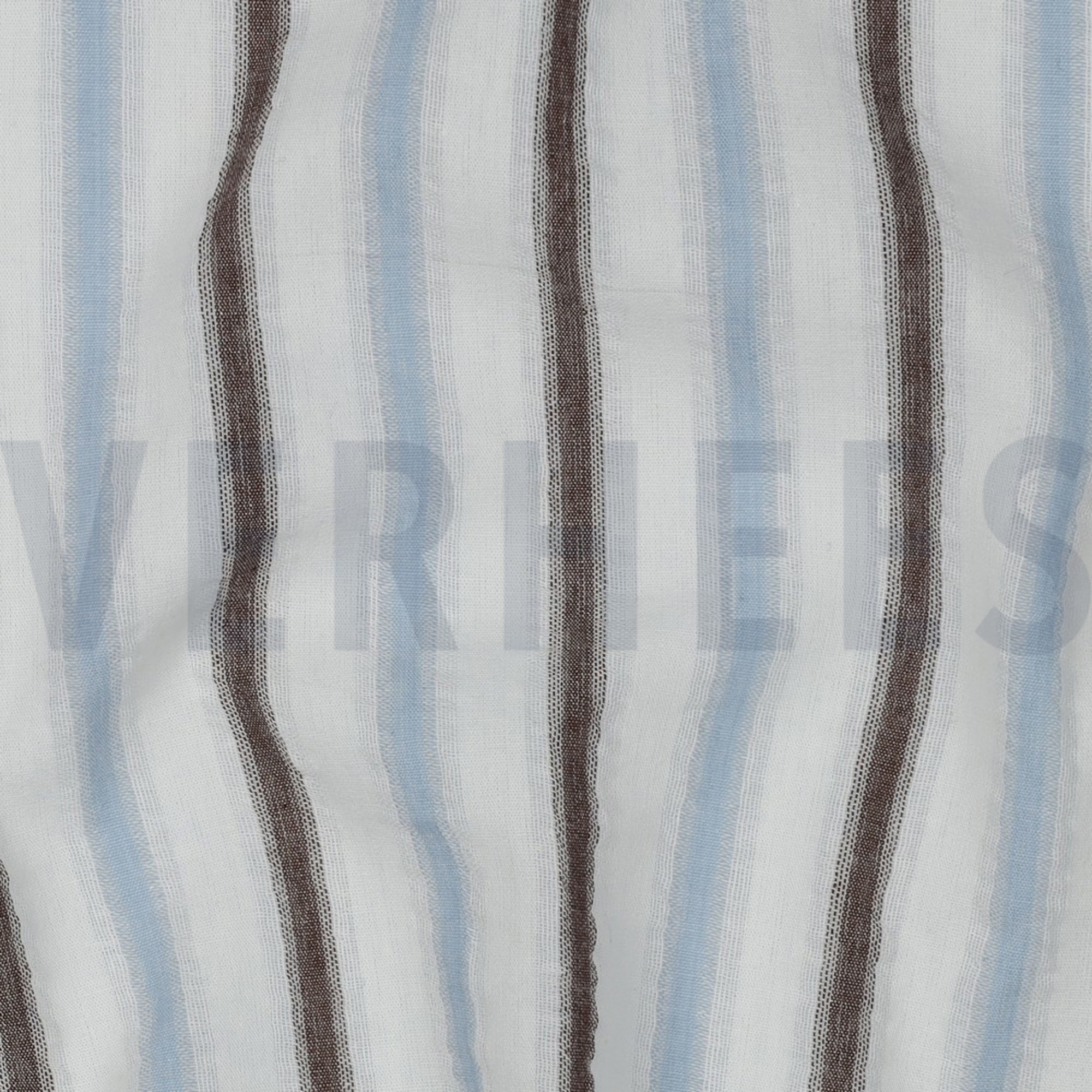 COTTON SEERSUCKER YARN DYED STRIPES BLUE / BROWN (high resolution) #2