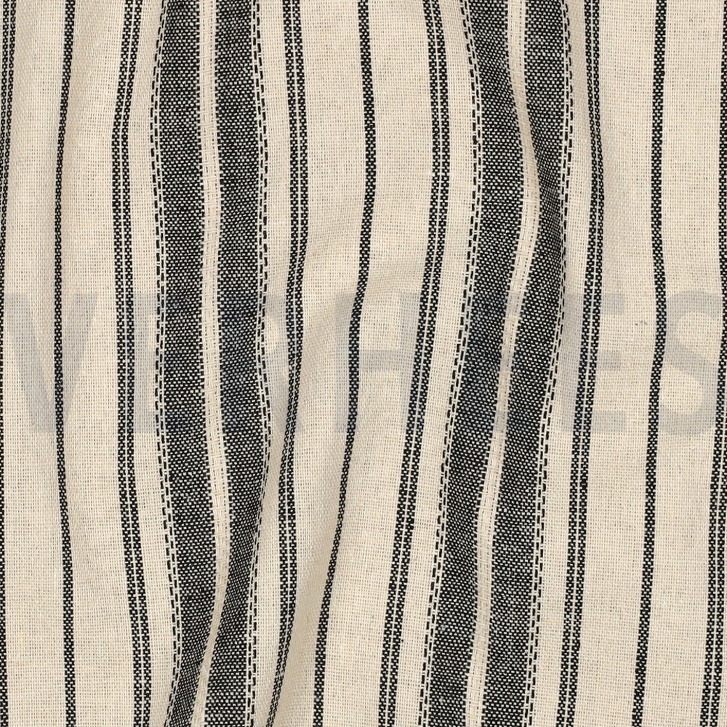 LINEN VISCOSE STRIPES NATURAL / BLACK #2