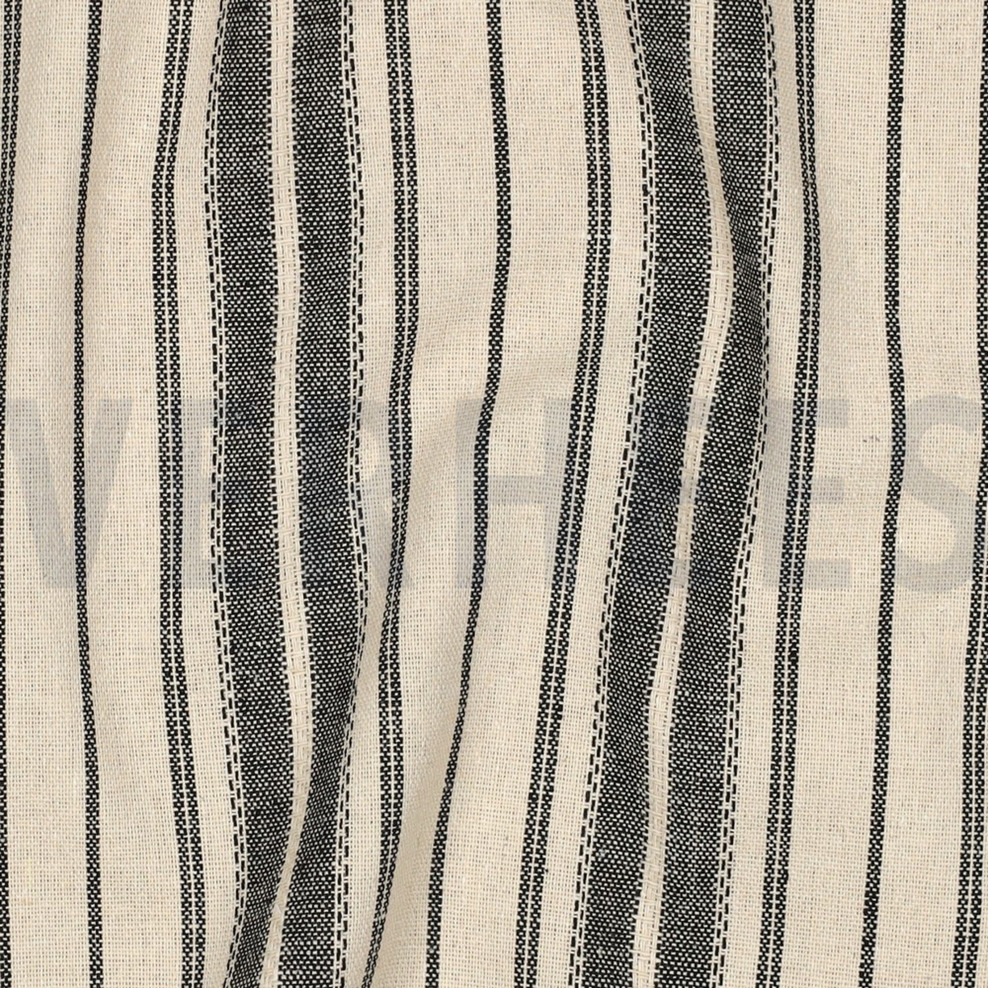 LINEN VISCOSE STRIPES NATURAL / BLACK (high resolution) #2