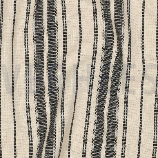 LEINEN VISKOSE STREIFEN NATUR / SCHWARZ #7