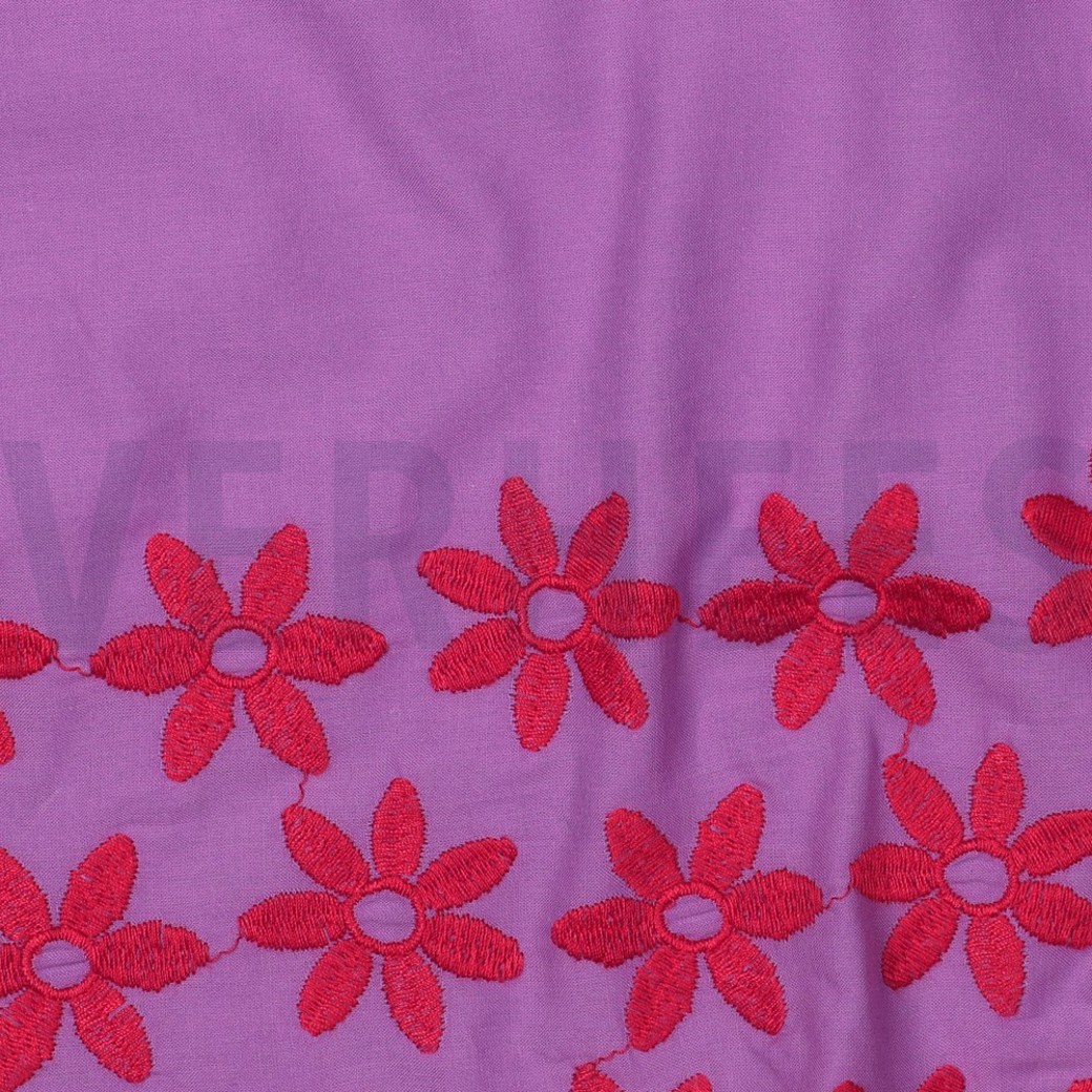 COTTON EMBROIDERY 1-SIDE BORDER PURPLE / RED #2