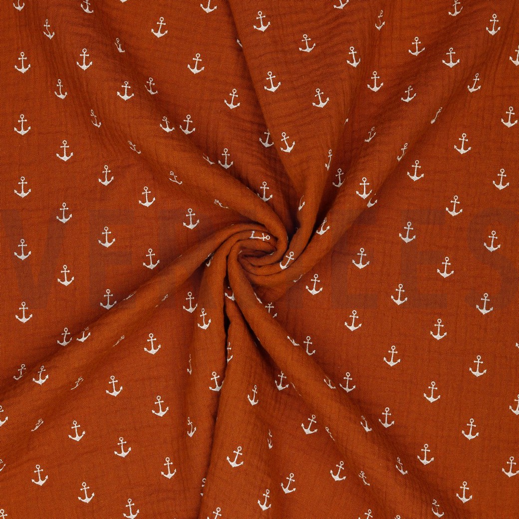 DOUBLE GAUZE ANCHOR RUST/WHITE #2