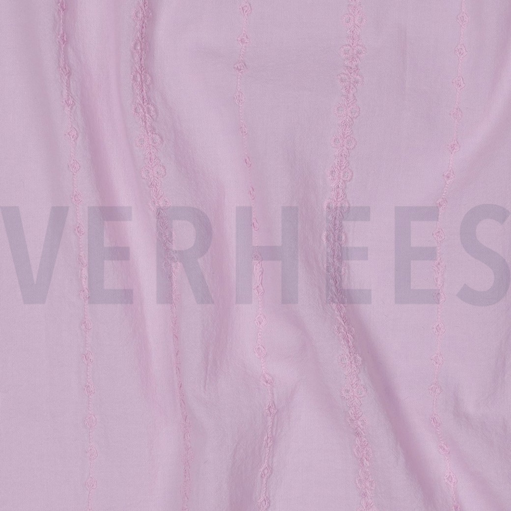 COTTON VOILE EMBROIDERY STRIPES LILAC #2