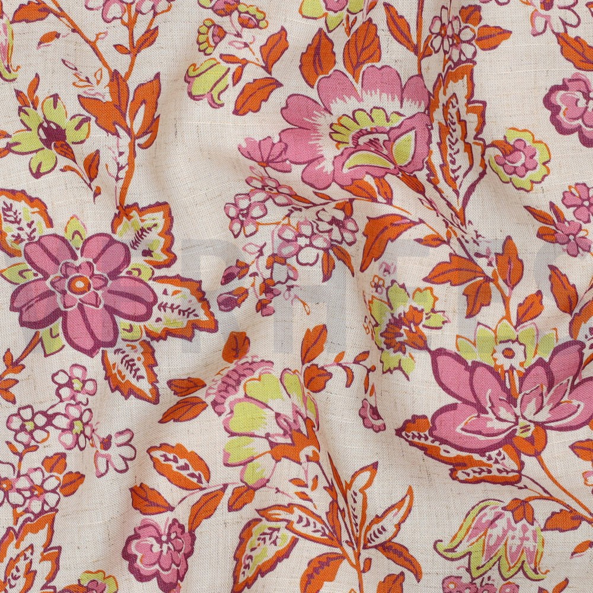 LINEN VISCOSE  DIGITAL FLOWERS ECRU (high resolution) #2