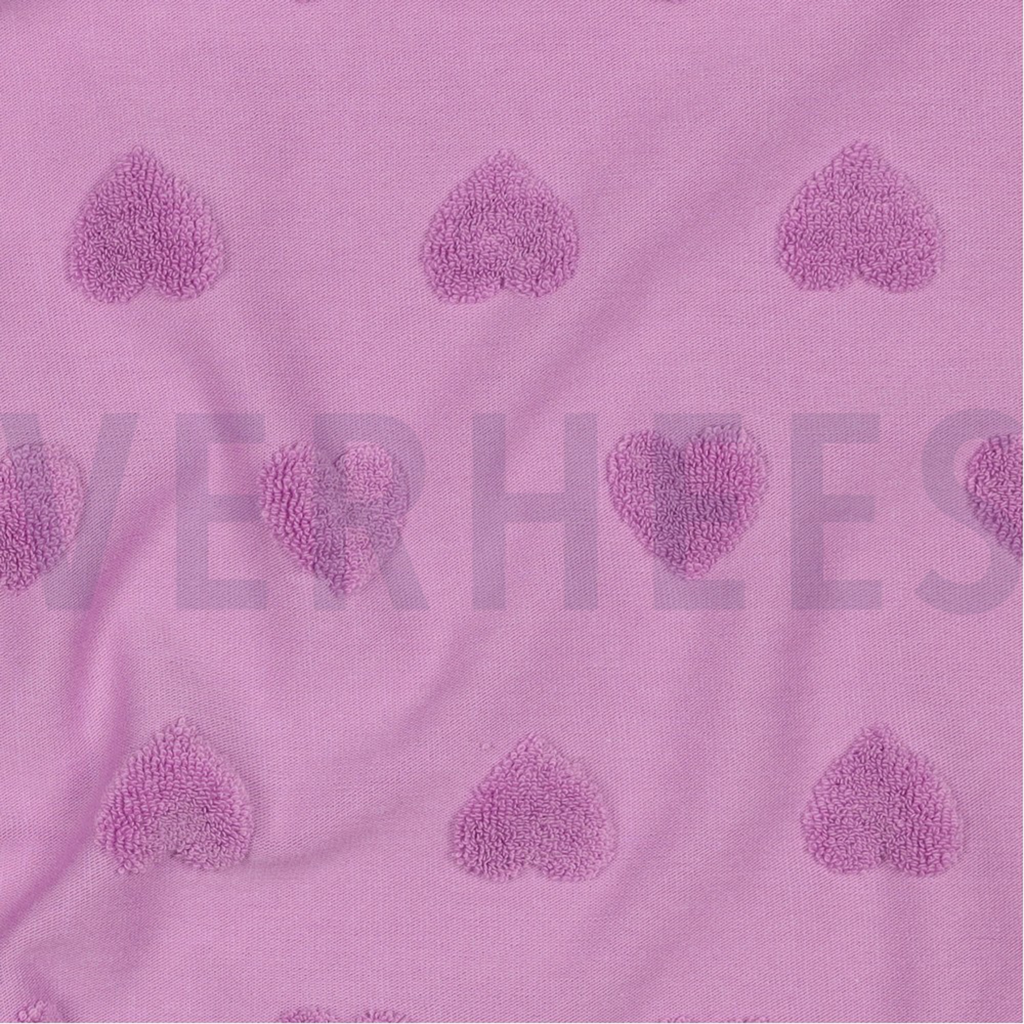 COTTON TOWELING KNIT HEARTS LILAC (high resolution) #2