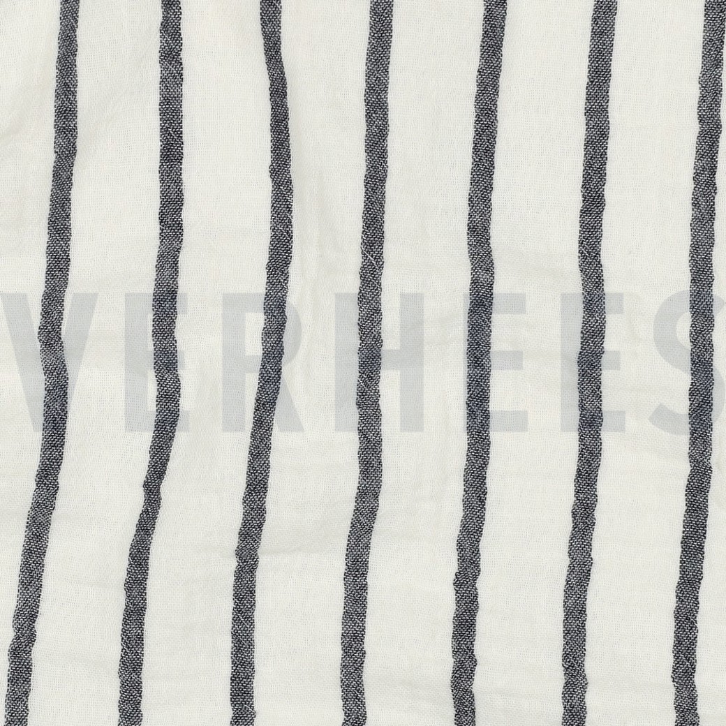 DOUBLE GAUZE YARN DYED STRIPES NAVY #2