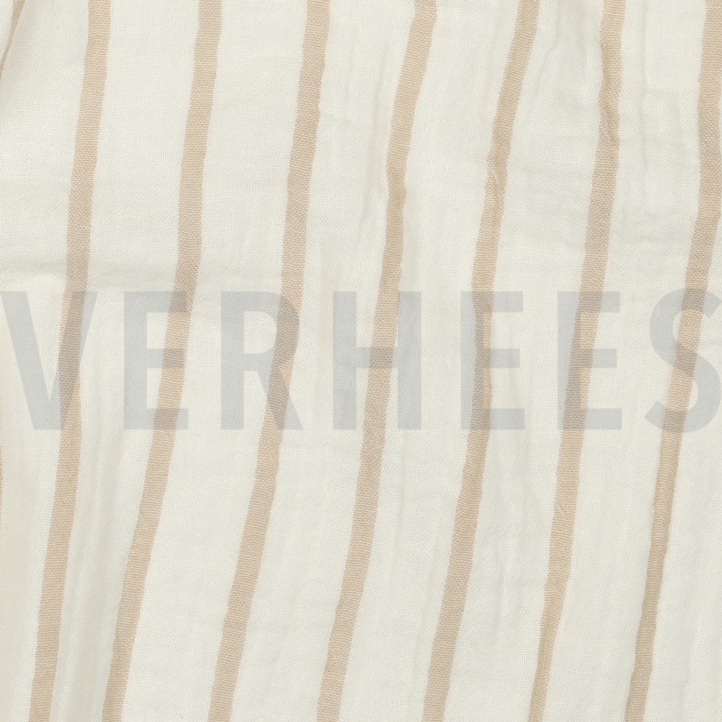 DOUBLE GAUZE YARN DYED STRIPES BEIGE #2