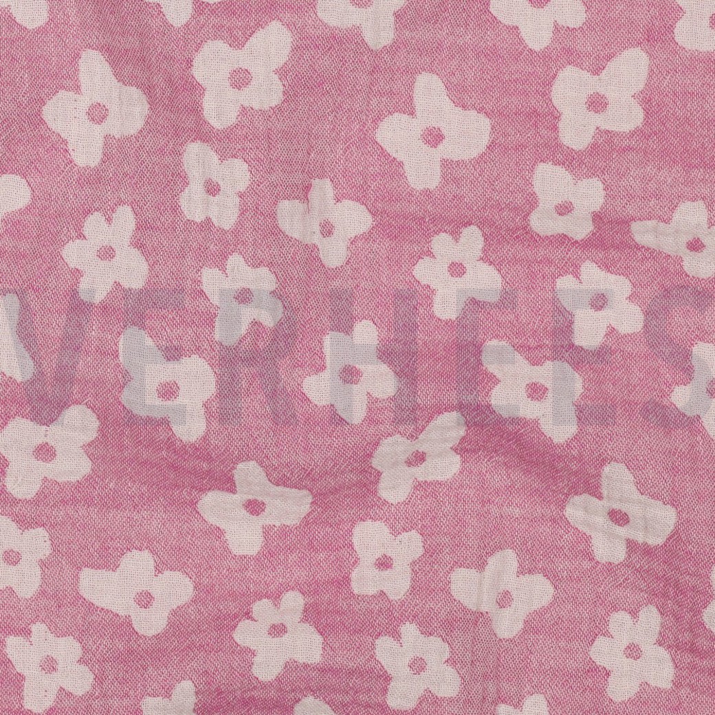 DOUBLE GAUZE JACQUARD FLOWERS CERISE #2