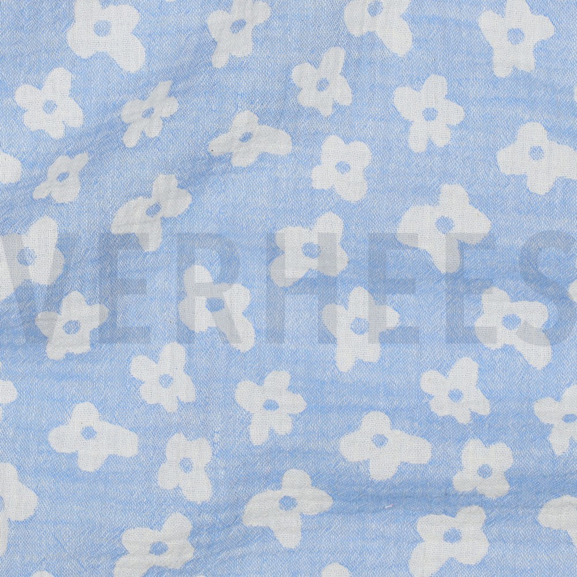 DOUBLE GAUZE JACQUARD FLOWERS ROYAL BLUE (high resolution) #2