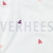 DOUBLE GAUZE EMBROIDERY HEARTS PINK / ORANGE (thumbnail) #2