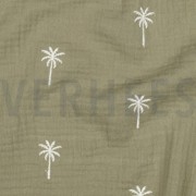 DOUBLE GAUZE EMBROIDERY PALM TREES MOSS GREEN (thumbnail) #2