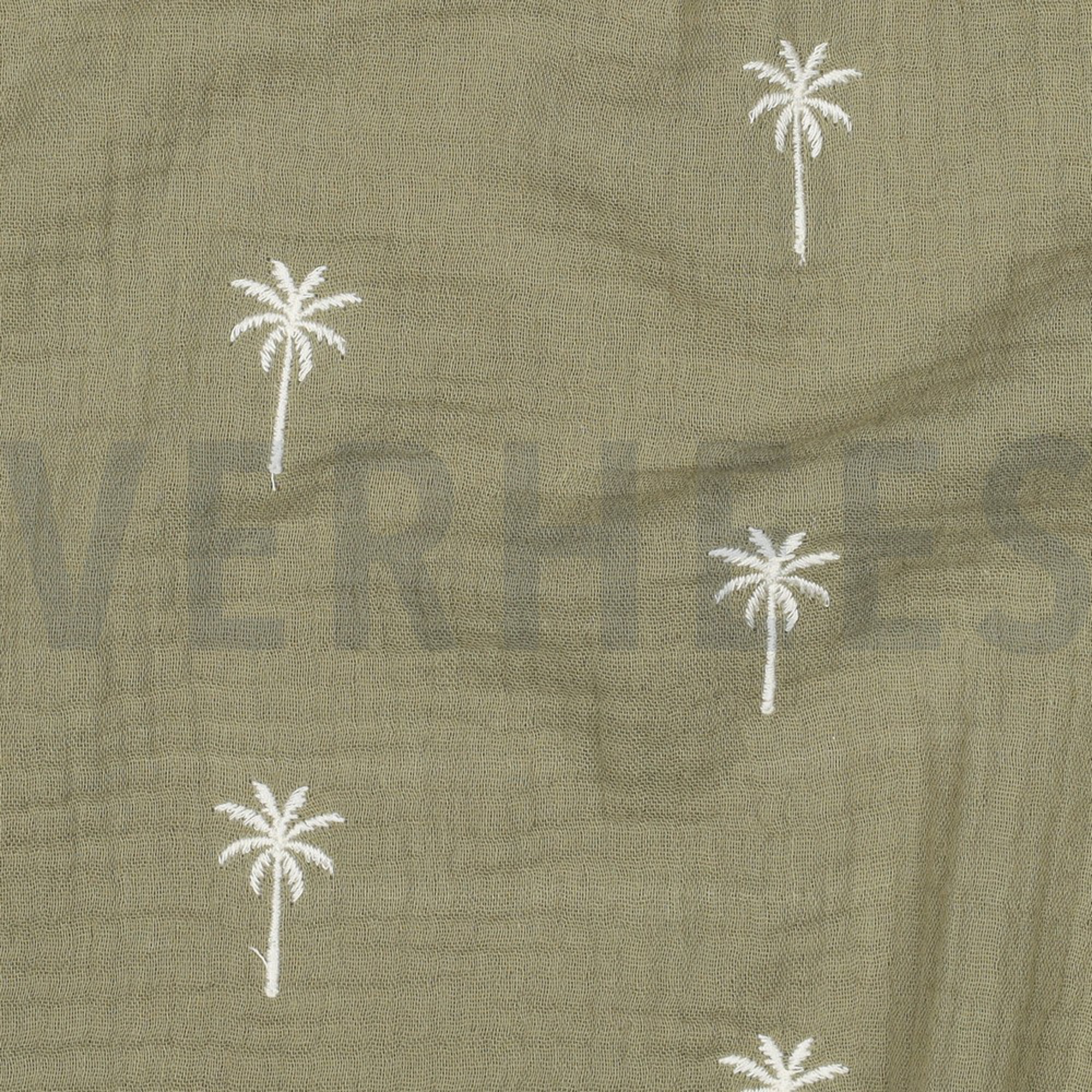 DOUBLE GAUZE EMBROIDERY PALM TREES MOSS GREEN (high resolution) #2