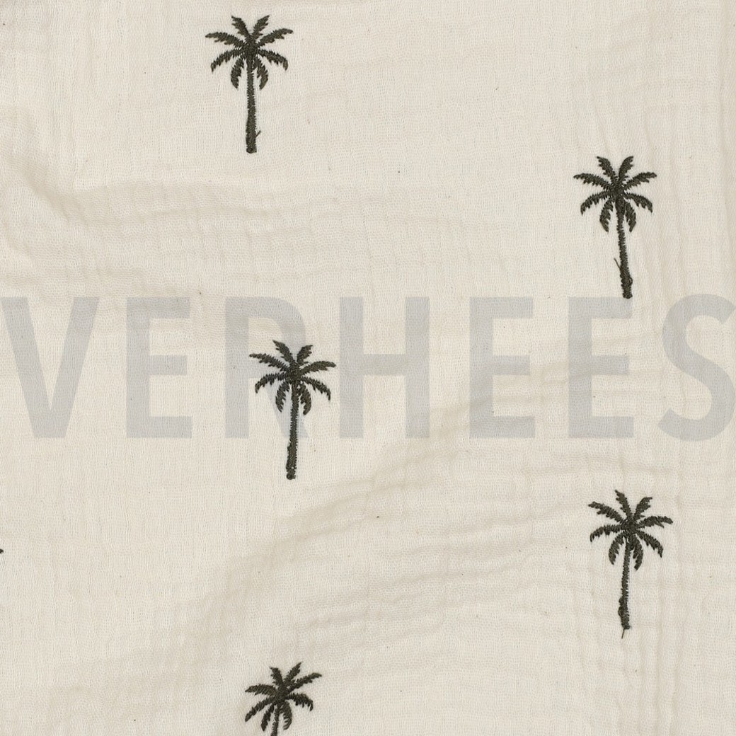 DOUBLE GAUZE EMBROIDERY PALM TREES NATURAL WASHED #2