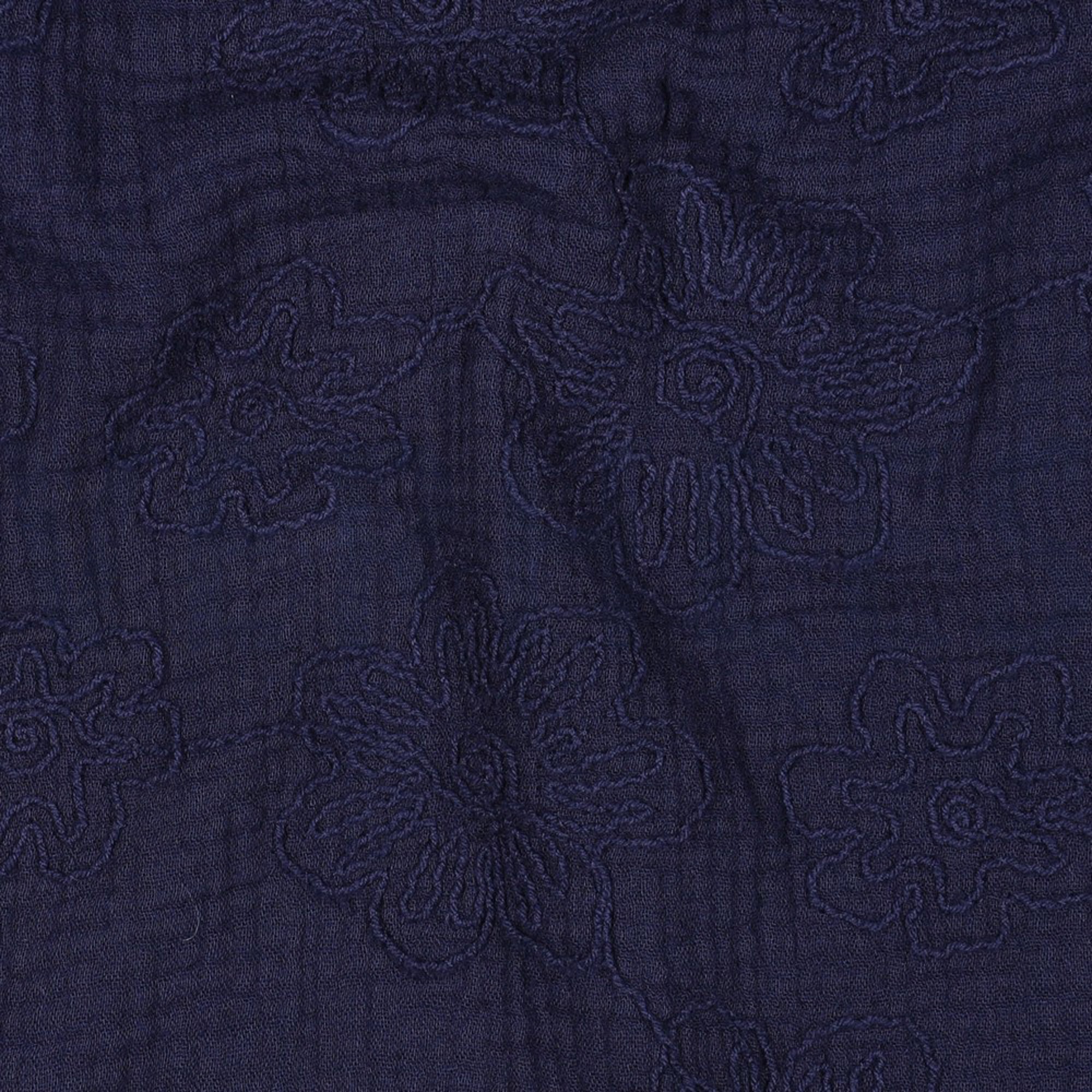 DOUBLE GAUZE EMBROIDERY FLOWERS NAVY (high resolution) #2