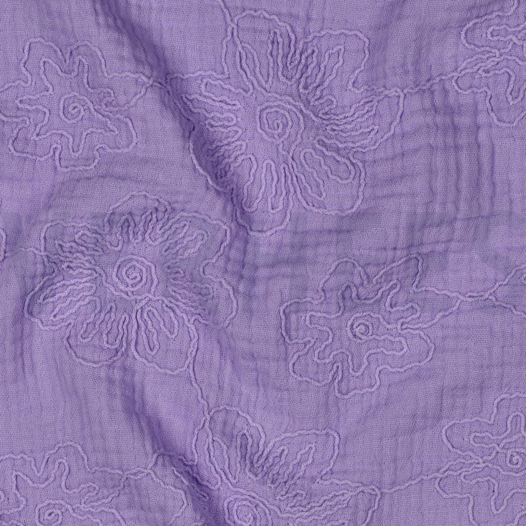 DOUBLE GAUZE EMBROIDERY FLOWERS LILAC #2