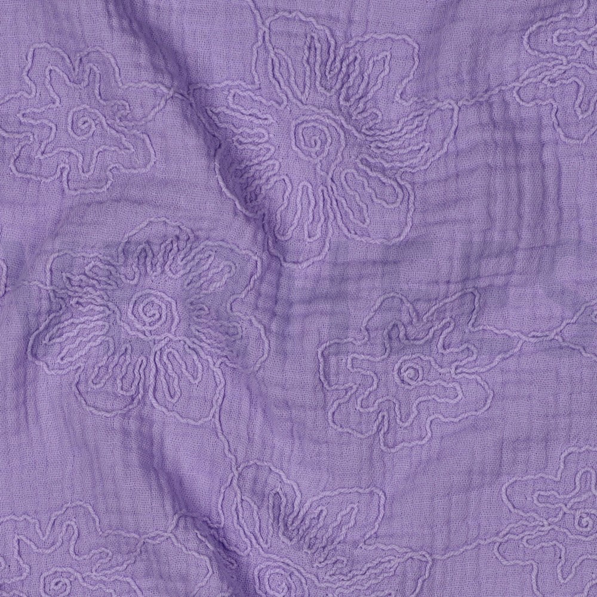 DOUBLE GAUZE EMBROIDERY FLOWERS LILAC (high resolution) #2