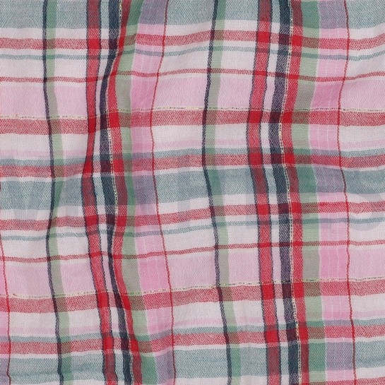 DOUBLE GAUZE YARN DYED CHECKS MUTLICOLOUR / LIGHT PINK #7